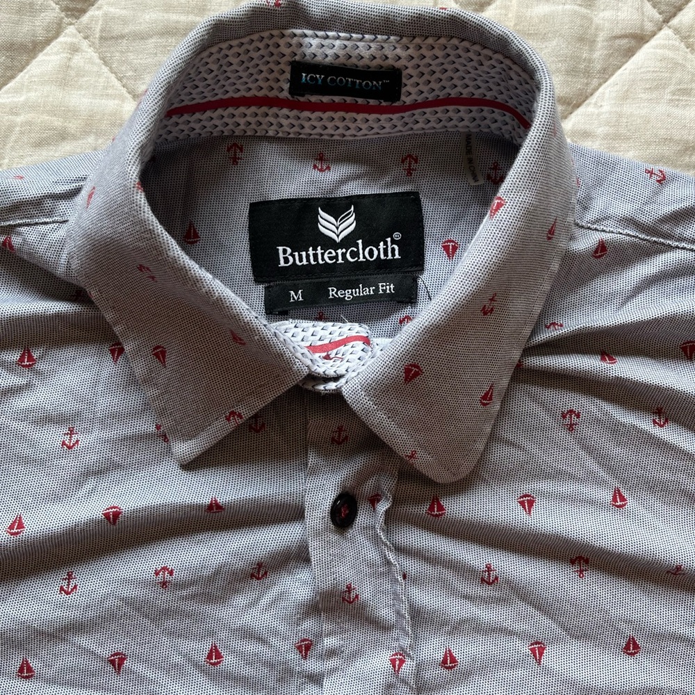 Coastal Breeze Blue/Red pattern Icy Cotton